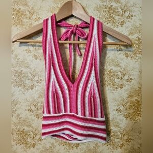 NWOT X-small Knit Cropped Halter Top